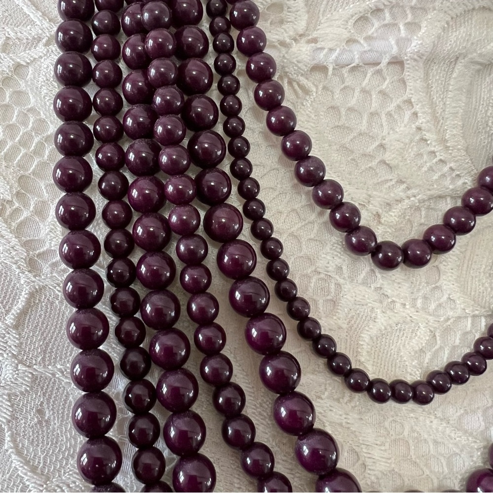 Charming Charlie Elegant Purple Multi Strand Beaded Necklace - Picture 2 of 9